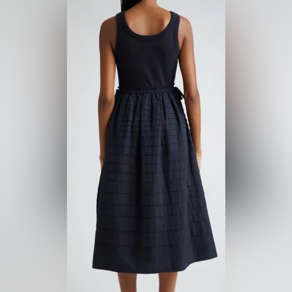 Cinq a Sept Midi Dress Akira Sleeveless Ribbed Knit Scoopneck Pintuck Skirt Mixy - Picture 8 of 16